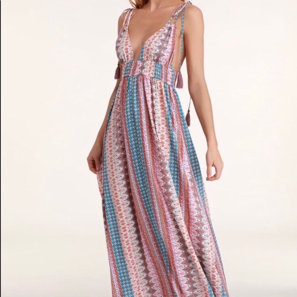 Lulu's Multicolor Geometric Maxi Dress - Picture 2 of 7